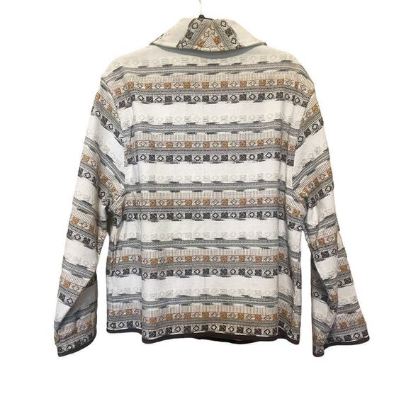 Vintage Tantrums Tapestry Geometric Print One Button Blazer Cream Tan Size 1X - Picture 2 of 6